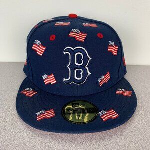New Era Boston Red Sox USA All Over American Flags 7 1/4 Fitted Cap Hat 59Fifty